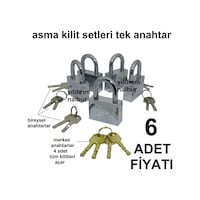 Asma Kilit 6lı Set Merkez Anahtarlı Master Anahtar 6 Adet Emniyet Asma Kilit 6lı Set Merkez Anahtarlı Master Anahtar 6 Adet Emniyet