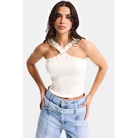it's basic Kadın Ekru S6-101 Crop Parlak Taş Detaylı Boyundan Askılı Tasarım Body it's basic Kadın Ekru S6-101 Crop Parlak Taş Detaylı Boyundan Askılı Tasarım Body