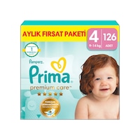 Prima Bebek Bezi Premium Care 4 Numara Aylık Fırsat Paketi 126 Adet Prima Bebek Bezi Premium Care 4 Numara Aylık Fırsat Paketi 126 Adet