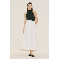 Manuka Önü Düğmeli Poplin Etek Ekru Ss26etk00001-02 Ekru Manuka Önü Düğmeli Poplin Etek Ekru Ss26etk00001-02 Ekru