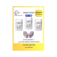 15 Kg Hobby Epoxy Smart + 6'lı Toz Sedefli Pigment Boya Seti
