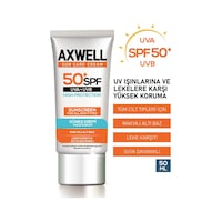 Axwell Leke Karşıtı Nemlendirici ve Yüksek Koruyucu Güneş Kremi SPF50+ 50 ML Axwell Leke Karşıtı Nemlendirici ve Yüksek Koruyucu Güneş Kremi SPF50+ 50 ML