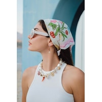 Manuka Desenli Pamuklu Fular Flowers Çok Renkli Manuka Desenli Pamuklu Fular Flowers Çok Renkli