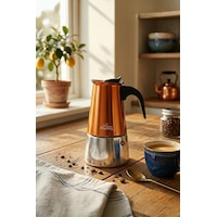 Any Morning Fe001-6 Espresso Kahve Makinesi Paslanmaz Çelik İndüksiyonlu Moka Pot 300 Ml Bakır Any Morning Fe001-6 Espresso Kahve Makinesi Paslanmaz Çelik İndüksiyonlu Moka Pot 300 Ml Bakır