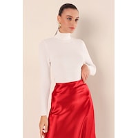 Bigdart 15825 Boğazlı Triko Kazak - Beyaz 001 Bigdart 15825 Boğazlı Triko Kazak - Beyaz 001