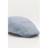 Külah Erkek Mavi Kasket Keten Yazlık Flat Cap Şapka Külah Erkek Mavi Kasket Keten Yazlık Flat Cap Şapka