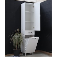 Öz&Ce Sepetli Mdf Banyo Boy Dolabı 40 CM Beyaz