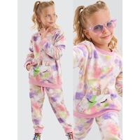 Unicorn Batik Desenli Kanguru Cepli Kız Çocuk Eşofman Takım Unicorn Batik Desenli Kanguru Cepli Kız Çocuk Eşofman Takım