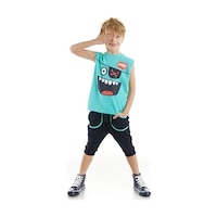 Denokids Ahoy Erkek Çocuk T-shirt Kapri Takım Çok Renkli Denokids Ahoy Erkek Çocuk T-shirt Kapri Takım Çok Renkli