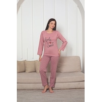 Ercan Kadın Baskı Detaylı Uzun Kollu Kalp Desenli Pijama Takım Pembe Ercan Kadın Baskı Detaylı Uzun Kollu Kalp Desenli Pijama Takım Pembe