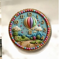 AA Shop Uçan Balon Tasarımlı Renkli Baskı Desenli Sayılı Hediyelik Ahşap Sessiz Duvar Saati 50cm ÇOk Renkli AA Shop Uçan Balon Tasarımlı Renkli Baskı Desenli Sayılı Hediyelik Ahşap Sessiz Duvar Saati 50cm ÇOk Renkli