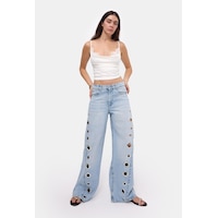 it's basic Kadın Ice 4s6-3 Palazzo Fit Kuş Gözü Detaylı Tasarım Denim Jean Buz Mavi it's basic Kadın Ice 4s6-3 Palazzo Fit Kuş Gözü Detaylı Tasarım Denim Jean Buz Mavi
