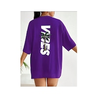 Medinenur Vibes Baskılı Unisex Tshirt Mor Medinenur Vibes Baskılı Unisex Tshirt Mor