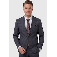 Deepsea Lacivert Kare Desenli Slim Fit Erkek Takım Elbise Çift Düğme Çift Yırtmaç 2 Li Takım 2601812 Deepsea Lacivert Kare Desenli Slim Fit Erkek Takım Elbise Çift Düğme Çift Yırtmaç 2 Li Takım 2601812