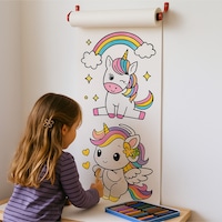 Dikey Unicorn Boyama Rulosu 4 Metrelik Duvara Asılabilir Çocuk Aktivite Kağıdı Dikey Unicorn Boyama Rulosu 4 Metrelik Duvara Asılabilir Çocuk Aktivite Kağıdı