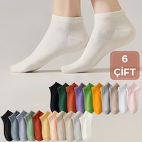 Kral Socks Çorabı Renkli 6 Çift Likralı Pamuklu Penye Kadın Patik Çorap Asorti Kral Socks Çorabı Renkli 6 Çift Likralı Pamuklu Penye Kadın Patik Çorap Asorti
