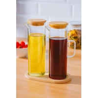 Bambu Altlıklı 2 Li Cam Yağlık Yağdanlık Sirkelik 400ml-400ml Şeffaf Bambu Altlıklı 2 Li Cam Yağlık Yağdanlık Sirkelik 400ml-400ml Şeffaf
