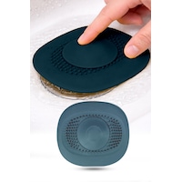 Koyu Mavi Gider Koku Önleyici Kademeli Silikon Lavabo Tıkacı Banyo Mutfak 10x10.5 Cm