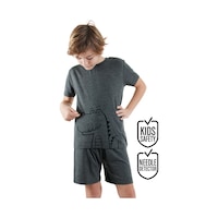 Denokids Dinozor Erkek Çocuk Gri Alt Üst Pijama Takım Denokids Dinozor Erkek Çocuk Gri Alt Üst Pijama Takım