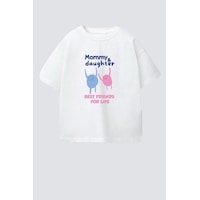 Monila Kız Çocuk Pamuklu Baskılı Anne Kız Yazılı T-shirt Ekru Monila Kız Çocuk Pamuklu Baskılı Anne Kız Yazılı T-shirt Ekru