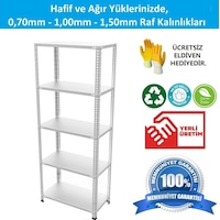 Raf Burada  5 Katlı Galvaniz Çelik Raf - Depo, Arşiv, Kiler, Dosya, Market Rafı-43x60x150 cm- 0.70 mm