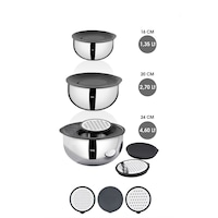 Taç Mixmaster 9 Parça Rendeli Karıştırma Ve Saklama Kabı Gümüş Taç Mixmaster 9 Parça Rendeli Karıştırma Ve Saklama Kabı Gümüş