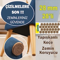Yapışkanlı Yuvarlak Keçe Masa Sandalye Parke Zemin Ayak Koruyucu Kaydırmaz Keçesi 28 Mm 28'li Paket Kahverengi