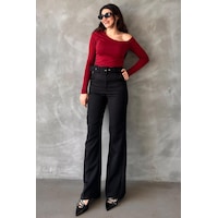 Madmext Siyah İspanyol Paça Kadın Kumaş Pantolon Mg2303 Siyah Madmext Siyah İspanyol Paça Kadın Kumaş Pantolon Mg2303 Siyah