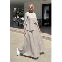 Rabia Şamlı Lavin Etekli Takım Taş Normal Rabia Şamlı Lavin Etekli Takım Taş Normal