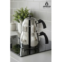 Teadora 4 Parça Paslanmaz Çelik Büyük Boy Çaydanlık Gri Teadora 4 Parça Paslanmaz Çelik Büyük Boy Çaydanlık Gri