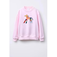 Monila Unisex Çocuk Baskılı 3 İplik Kumaş Pamuklu Sweatshirt Pembe Monila Unisex Çocuk Baskılı 3 İplik Kumaş Pamuklu Sweatshirt Pembe