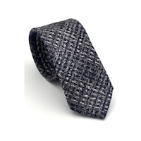 Gaffy Gri Desenli Lacivert Dokuma Kumaş Mendilli Slim Fit Kravat // Sdk-2602-2 Lacivert Gaffy Gri Desenli Lacivert Dokuma Kumaş Mendilli Slim Fit Kravat // Sdk-2602-2 Lacivert