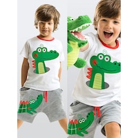 Denokids Timsah Baggy Erkek Çocuk Yazlık T-shirt Şort Takım Denokids Timsah Baggy Erkek Çocuk Yazlık T-shirt Şort Takım