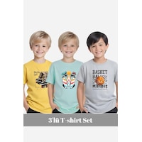 Fyk Kids Erkek Çocuk Yuvarlak Yaka 3'lü Basketball-surf Al Day Baskili T-shi Rt Çok Renkli Fyk Kids Erkek Çocuk Yuvarlak Yaka 3'lü Basketball-surf Al Day Baskili T-shi Rt Çok Renkli