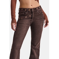 Kadın Koyu Kahve 2w6-16 Flare Fit Özel Tasarım Denim Jean Kadın Koyu Kahve 2w6-16 Flare Fit Özel Tasarım Denim Jean
