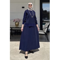 Rabia Şamlı İpek Modal Takım Lacivert Normal Rabia Şamlı İpek Modal Takım Lacivert Normal