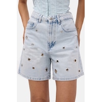 it's basic Kadın Kot Rengi 4s6-3 Relax Mom Kuş Gözü Detaylı Tasarım Denim Şort it's basic Kadın Kot Rengi 4s6-3 Relax Mom Kuş Gözü Detaylı Tasarım Denim Şort
