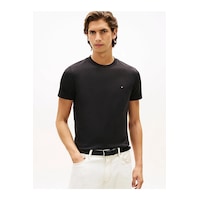 Tommy Hilfiger Klasik Sıfır Yaka T-shirt Siyah Tommy Hilfiger Klasik Sıfır Yaka T-shirt Siyah