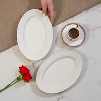 Porsima 4458 Burçak Porselen Platin Fileli Kayık Tabak Seti - Oval Kahvaltılık Sunumluk Seti 25cm Beyaz Porsima 4458 Burçak Porselen Platin Fileli Kayık Tabak Seti - Oval Kahvaltılık Sunumluk Seti 25cm Beyaz