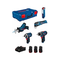 Bosch Kit 0615990N1D (GSR 12V-15 + GOP 12V-28 + GDR 12V-105+GSA 12V-14+GLI 12V-300 + 3 x 2,0 Ah + GAL 12V-40+L-Boxx XL) Bosch Kit 0615990N1D (GSR 12V-15 + GOP 12V-28 + GDR 12V-105+GSA 12V-14+GLI 12V-300 + 3 x 2,0 Ah + GAL 12V-40+L-Boxx XL)