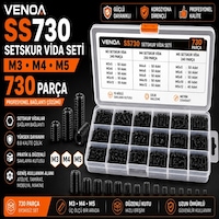 Venoa Ss730 Setskur Vida Seti M3, M4, M5 Çantalı 730 Parça Diğer Venoa Ss730 Setskur Vida Seti M3, M4, M5 Çantalı 730 Parça Diğer