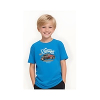 Fyk Kids Erkek Çocuk Yuvarlak Yaka İntage Car Baskılı T-shirt Mavi Fyk Kids Erkek Çocuk Yuvarlak Yaka İntage Car Baskılı T-shirt Mavi