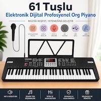 61 Tuşlu Elektronik Org Piyano Çocuk Beni Başlayanlar İçin Mikrofonlu Org Başlangıç Için Keyboard Demolu Siyah 61 Tuşlu Elektronik Org Piyano Çocuk Beni Başlayanlar İçin Mikrofonlu Org Başlangıç Için Keyboard Demolu Siyah