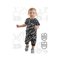 Denokids Araba Erkek Bebek Siyah T-shirt Kapri Şort Takım Siyah Denokids Araba Erkek Bebek Siyah T-shirt Kapri Şort Takım Siyah