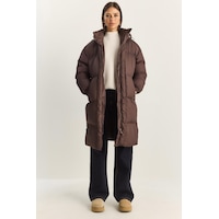 Shade Kadın Cep Detaylı Astarlı Kapüşonlu Uzun Puffer Mont 1129 60283868 - Acı Kahve Kahverengi Shade Kadın Cep Detaylı Astarlı Kapüşonlu Uzun Puffer Mont 1129 60283868 - Acı Kahve Kahverengi