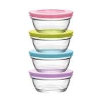 Lav Master Cam Saklama Kabı 4'lü Küçük Boy 250 ml Karışık Renkli Yuvarlak Renkli Plastik Kapaklı Lav Master Cam Saklama Kabı 4'lü Küçük Boy 250 ml Karışık Renkli Yuvarlak Renkli Plastik Kapaklı