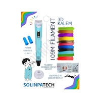 Mavi 3D Kalem 3D Pen Yazıcı Kalem | 20 Adet 5 Metre (Toplam 100 Metre) Filament + USB KABLO Mavi 3D Kalem 3D Pen Yazıcı Kalem | 20 Adet 5 Metre (Toplam 100 Metre) Filament + USB KABLO