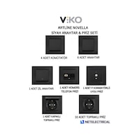 Viko Artline Novella Siyah Anahtar & Priz Seti Viko Artline Novella Siyah Anahtar & Priz Seti