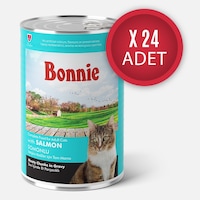 Bonnie Somonlu Sos İçinde Et Parçacıklı Kedi Konservesi 400g x 24 Adet Bonnie Somonlu Sos İçinde Et Parçacıklı Kedi Konservesi 400g x 24 Adet