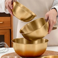Morponi 3'lü Gold Paslanmaz Çelik Karıştırma Ve Salata Kasesi Çırpma 700-1200-1600 Ml Gold Morponi 3'lü Gold Paslanmaz Çelik Karıştırma Ve Salata Kasesi Çırpma 700-1200-1600 Ml Gold